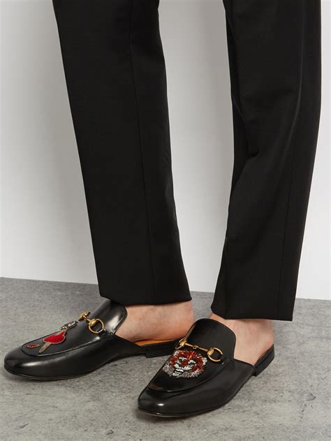 black loafers mens gucci|Gucci backless loafers men.